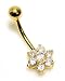 14k Cubic Zirconia CZ Flower Belly Ring