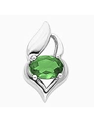 14K White Gold Oval Cut Emerald Pendant -- LIFETIME WARRANTY