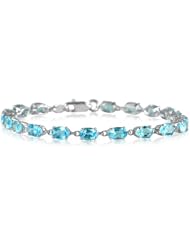 10.50 Carat Oval Blue Topaz Bracelet in 10K White Gold