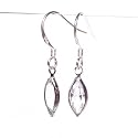 Pewterhooter Navette Swarovski Crystal on Sterling Silver Fishhooks Crystal Drop Earrings with Gift Box