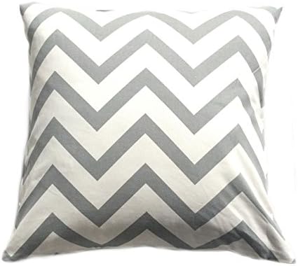 Chevron Striped Accent Decorative Cotton Canvas Throw Pillow Cover Cushion 20 X 20" (Gray)