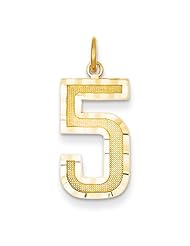 14ky Casted Large Diamond Cut Number 5 Charm