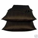 MARRIKAS 300TC Egyptian Cotton PillowCase Pair (2) STANDARD CHOCOLATE STRIPE