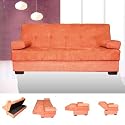 ONE NEW CONTEMPORARY MICRO FIBER FUTON SOFA BED, #3570, TERRECOTTA