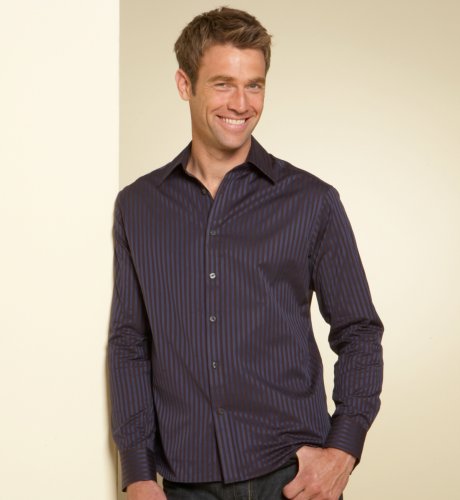 Autograph Pure Cotton Long Sleeve Satin Stripe Shirt