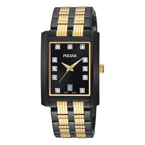 Pulsar Men's PXDB21 Crystal Accented Black Ion Plated Stainless Steel Watch