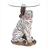 White Tiger Glass Top End Table