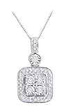 10k White Gold Round Shaped Diamond Pendant (1/10 cttw, I-J Color, I1-I2 Clarity), 18