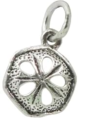 10mm 3/8" 5 Sided Sand Dollar Charm or Pendant - Oxidized Finish