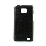 【GALAXY S2ケース】本革オーストリッチ・BLACK／レザーカバージャケット