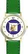 Baby Bunny Rabbit in Bed Sleeping with Teddy Bear - from Hush Little Baby by Artist: Sylvia Long - WATCHBUDDY&reg; DELUXE TWO-TONE THEME WATCH - Arabic Numbers - Green Leather Strap-Size-Large ( Men's Size or Jumbo Women's Size )