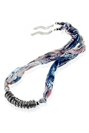 Abstract Print Tassel Scarf Necklace