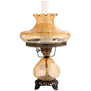 Amber Crackle Large Tamoshanta Night Light Hurricane Lamp by Universal Lighting and Decor