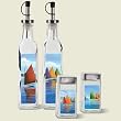 Gift set Artworks olive oil bottles ~ Rainbow Catamarans sailing ~ set of 2 b...