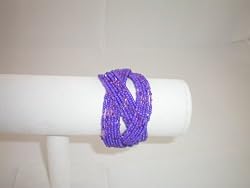 Bracelet Cuff Beads Purple