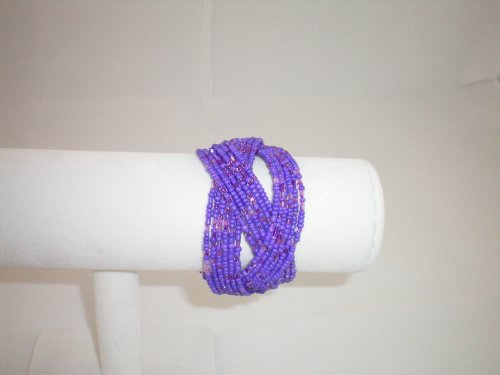 Bracelet Cuff Beads Purple