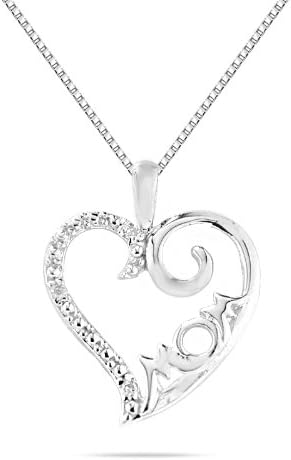 Diamond Mom Pendant in 10K White Gold