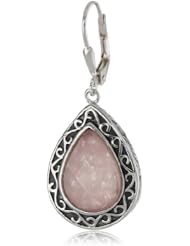 Sterling Silver Mother-of-Pearl Teardrop Rock Crystal Drop Earrings