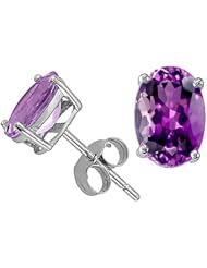 Tommaso Design (tm) Oval 8x6 mm Genuine Amethyst Earring Studs