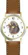 Lion Cat - JP - WATCHBUDDY&reg; DELUXE TWO-TONE THEME WATCH - Arabic Numbers - Brown Leather Strap-Size-Large ( Men's Size or Jumbo Women's Size )