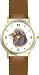 Lion Cat - JP - WATCHBUDDY&reg; DELUXE TWO-TONE THEME WATCH - Arabic Numbers - Brown Leather Strap-Size-Large ( Men's Size or Jumbo Women's Size )