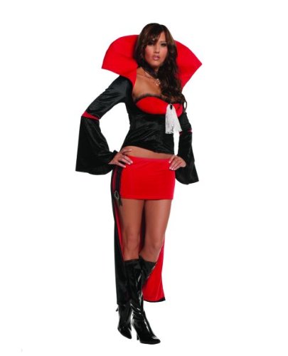 Elegant Moments 4 Piece Coffin Queen Top, Long Sleeve Jacket With Stand Up Collar, Skirt & Necklace Red Large Picture