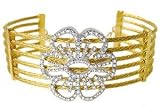 18K Yellow Gold Cuff Bracelet with Diamond Flower