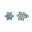 Star Flower Aquamarine Cubic Zirconia Platinum Overlay Sterling Silver Studs
