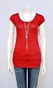 Figurbetontes Damen T-Shirt Longtop Longshirt mit Halskette in verschiedenen Farben