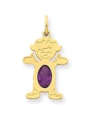 14k Yellow Gold Girl 7x5 Oval Genuine Amethyst-Feb. Metal Wt- 0.87g