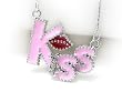 Crystal and Pink Epoxy Kiss Pendant Necklace