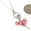 Gorgeous Large Ballerina Dancer with Petal Pink Crystal Skirt Silver Tone
