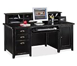 Tribeca Loft Black Computer Desk with Hutch Distressed Painted Black Finish