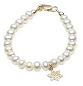 14K Pearl Bracelet With Gold Star of David Charm - Toddler Size