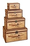 IMAGE OF Set of Four Fly the World Wooden Storage Trunks