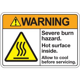sign warning safety burn hazard amazon severe ansi surface inside hot