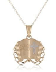 Duragold 14k Two-Tone Holy Bible Pendant Necklace, 18"