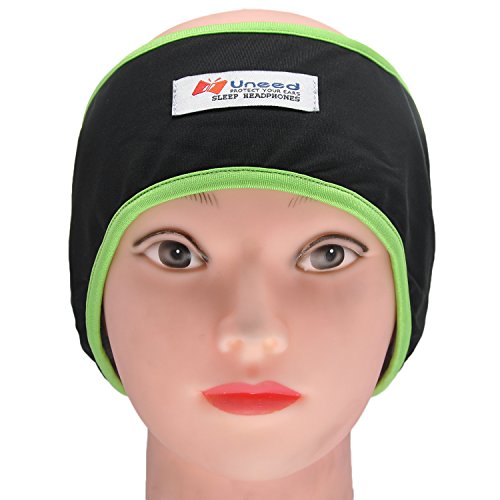 FULLLIGHT TECH Lycra Sleep Mask Ultra Thin Soft Sleeping Headphones Headband with Noise Cancelling Earphones Steoro Speaker Headset Handsfree for Air Travel,Sports,Relief from Insomnia (Green)