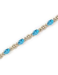 14kt Yellow Gold Oval Blue Topaz and Diamond Bracelet