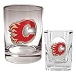 Calgary Flames Rocks Glass & Square Shot Glass Set - Primary Logo NHL Hockey