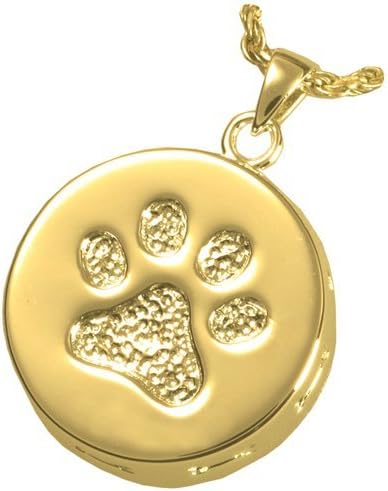 Memorial Gallery Pets 3807gp Paw Print and Bones 14K Gold/Sterling Silver Plating Cremation Pendant