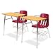 Virco 9400 Series Chair Desk, 21w x 33-1/2d x 30h, Medium Oak/Red, 2/Carton