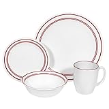 Corelle Livingware 16-Piece Dinnerware Set, Service for 4, Classic Cafe Red