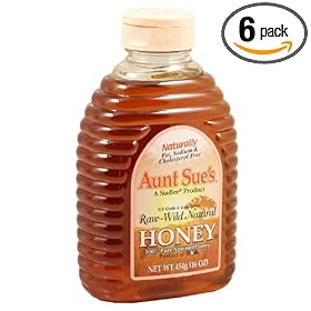 Aunt Sue's Honey, Raw-Wild Natural, 16-Ounce Container (Pack of 6)