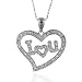 10K White Gold Diamond I LOVE U Heart Pendant with 18 French Rope Chain