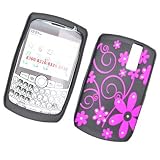 HOT PINK FLOWER WITH DIAMOND RHINESTONE SOFT SILICONE SKIN GEL COVER CASE FOR BLACKBERRY CURVE 8300 8310 8320 8330