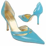 Borgo degli Ulivi Turquoise Smooth Leather Cut-out d'Orsay Pump Shoes