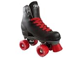 Roller Derby Magna 600 Black Boots with Red Wheels and Red Laces Boys Girls Kids Childrens Youth Quad Beginner Recreational Roller Skating Skates