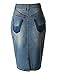 RubyK Womens High Waisted Denim Pencil Skirt with Stretch
