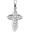 14K White Gold Diamond Cross Pendant - 23.25x16.00mm